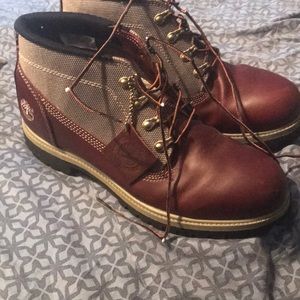 Brown burgundy timberland boots
